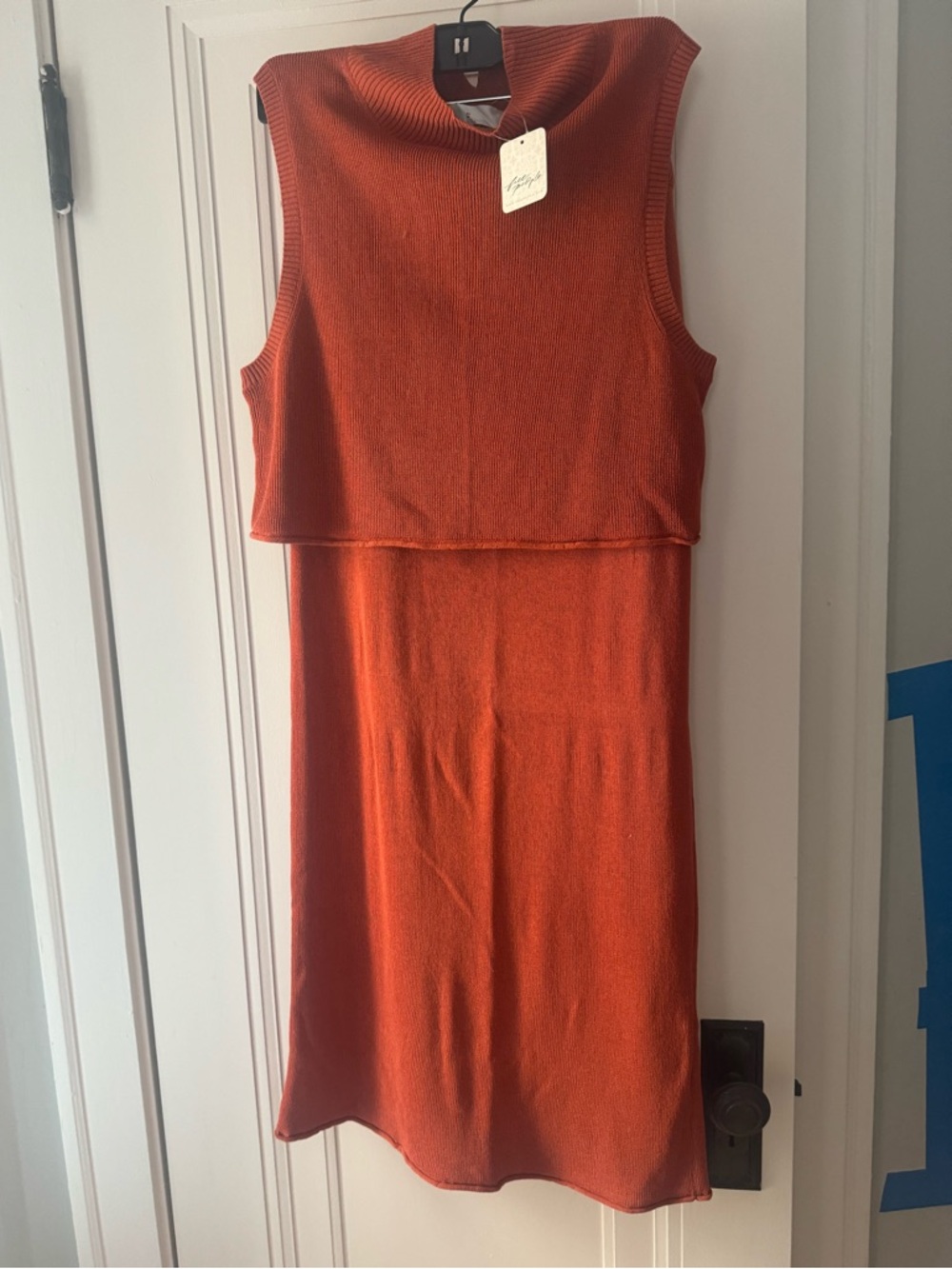 Sleeveless Rust Knit Tank and Maxi Skirt SET